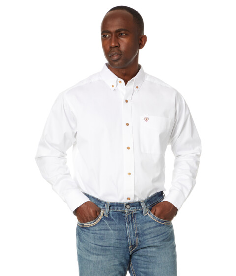 UPC 751702761637 product image for Ariat Solid Twill Shirt (White) Men's Long Sleeve Button Up | upcitemdb.com