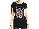 Ed Hardy - Devil Mermaid Anchor Cross Platinum Tee (Black) - Apparel