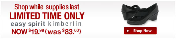 Shop while supplies last. Limited time only, Easy Spirit Kimberlin, now $19.99 (was $83.00)