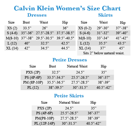 Calvin Klein Skirt Size Chart