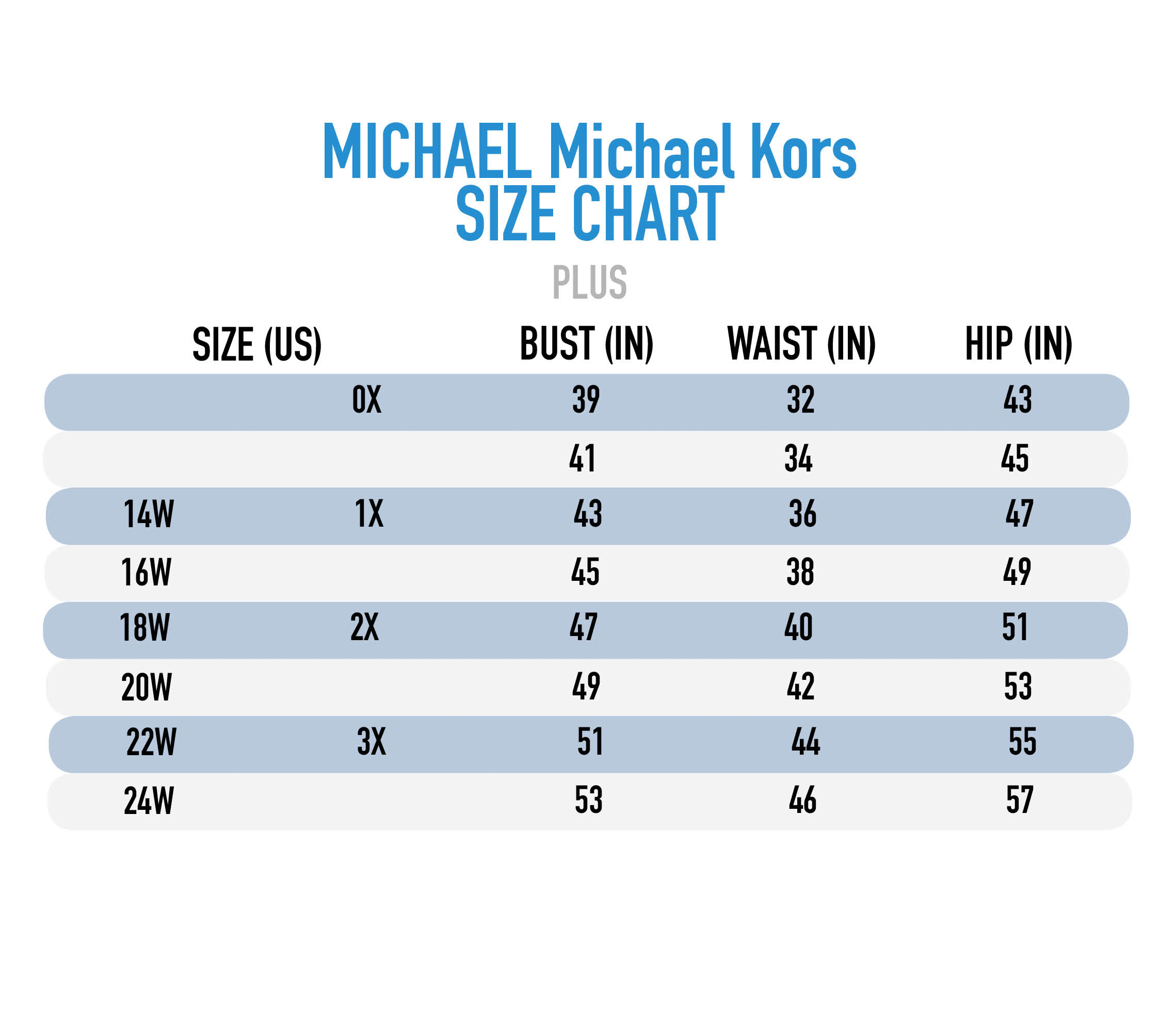 Michael Kors Plus Size Chart