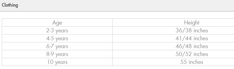 Missoni Size Chart