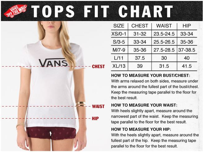 6pm Size Chart Clothing