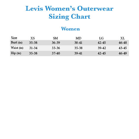 levi's men's jacket size chart