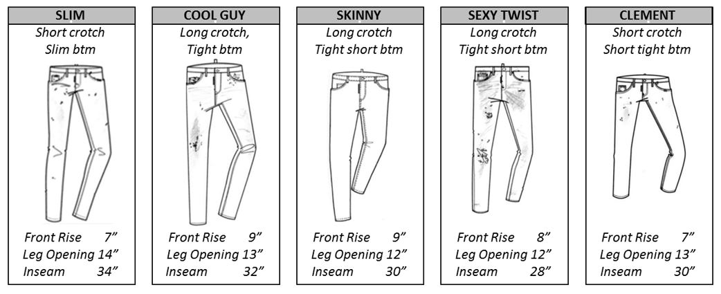 dsquared mens jeans size chart