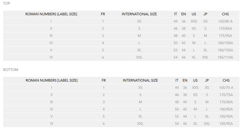 Dolce Gabbana Size Chart