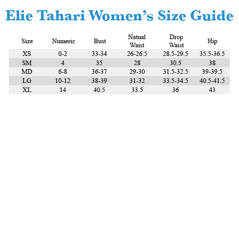 Elie Tahari Dress Size Chart