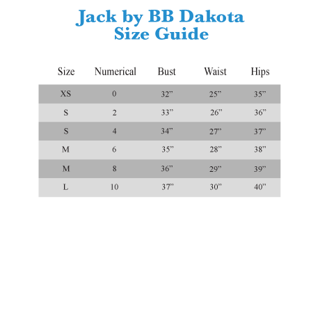 Bb Dakota Dress Size Chart