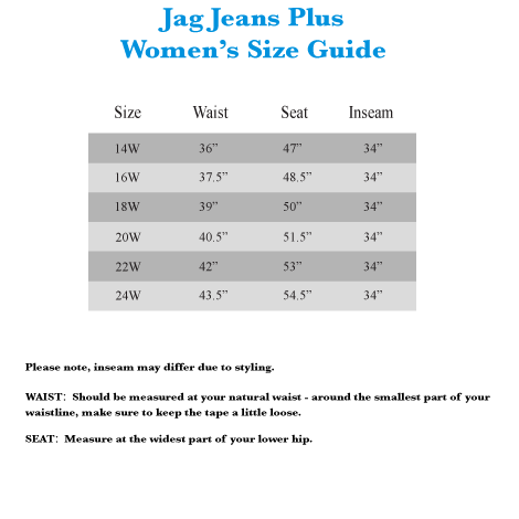 Jag Jeans Women's Size Chart