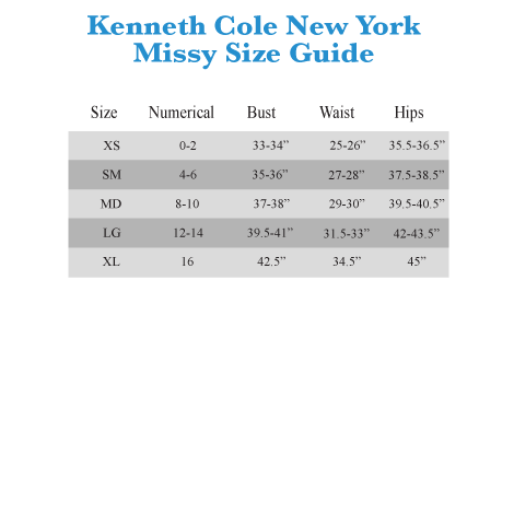 Kenneth Cole Swimwear Size Chart