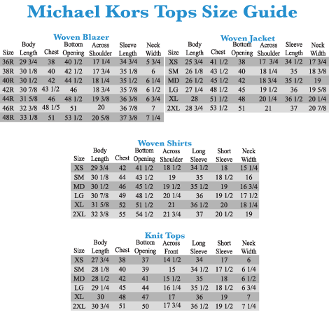 Michael Kors Mens Belt Size Chart