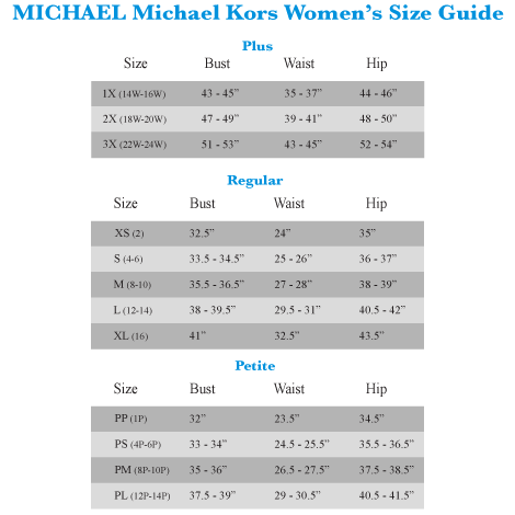 Michael Kors Women S Size Chart
