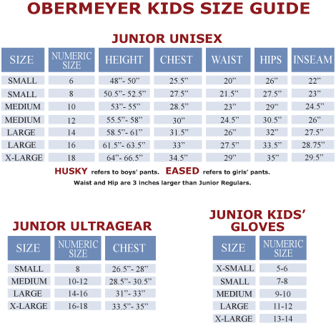 Obermeyer Size Chart