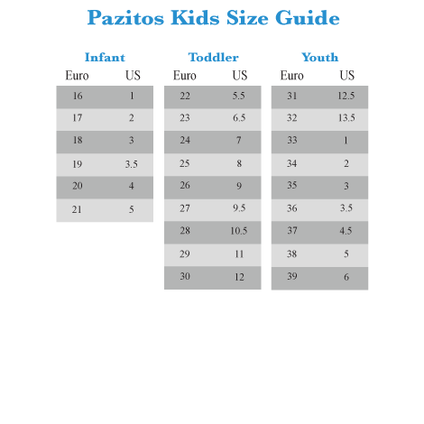 Little Kid Big Kid Shoe Size Chart