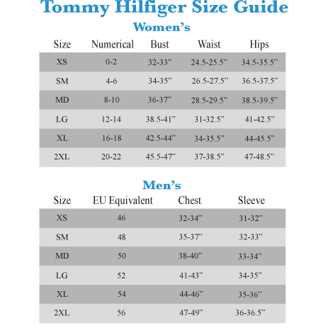 Tommy Hilfiger Jacket Size Chart