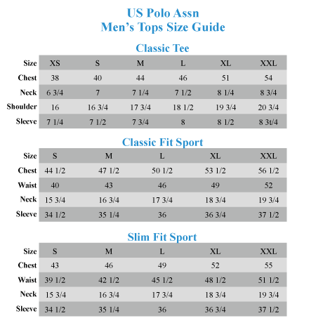 Xl Slim Fit Shirts Size Chart