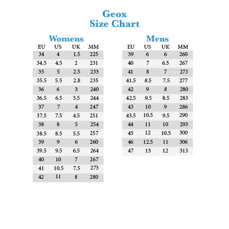 geox mens shoes size chart - Pflag