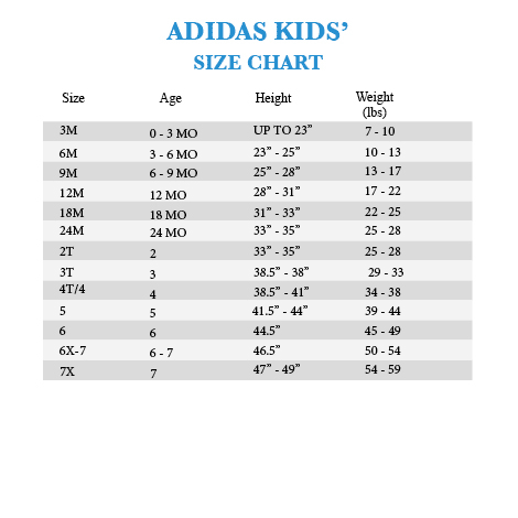 adidas grade school size chart