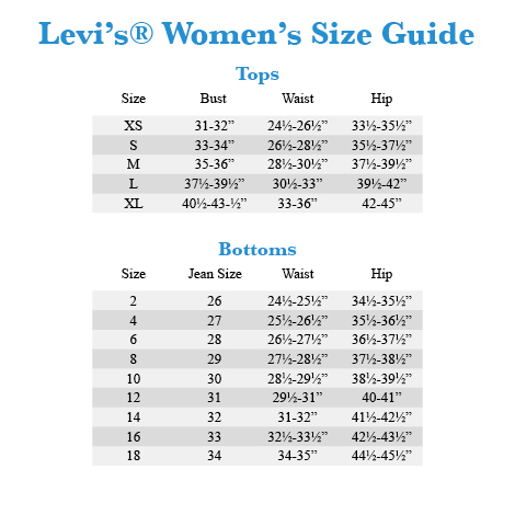 Levis 550 Jeans Size Chart