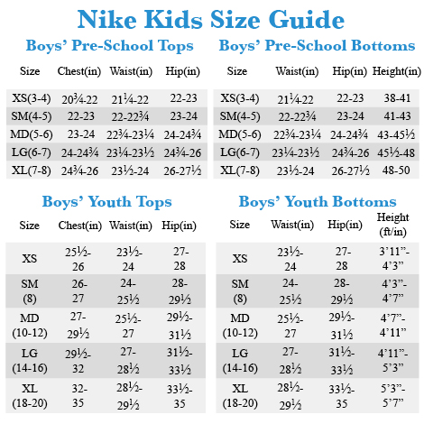 Waist Size Chart Boys