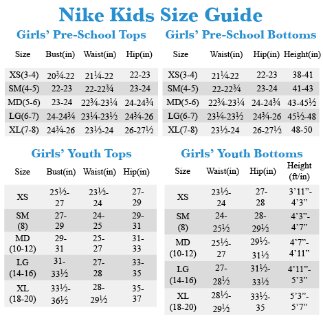 infant nike size chart