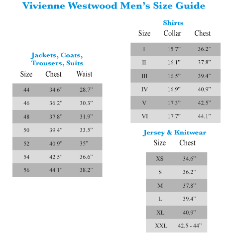 Vivienne Westwood Jeans Size Chart