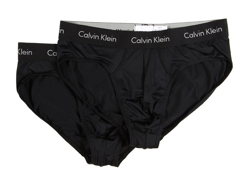 Calvin Klein Underwear Microfiber Stretch 2 Pack Hip Brief U8720 Mens Underwear (Black)