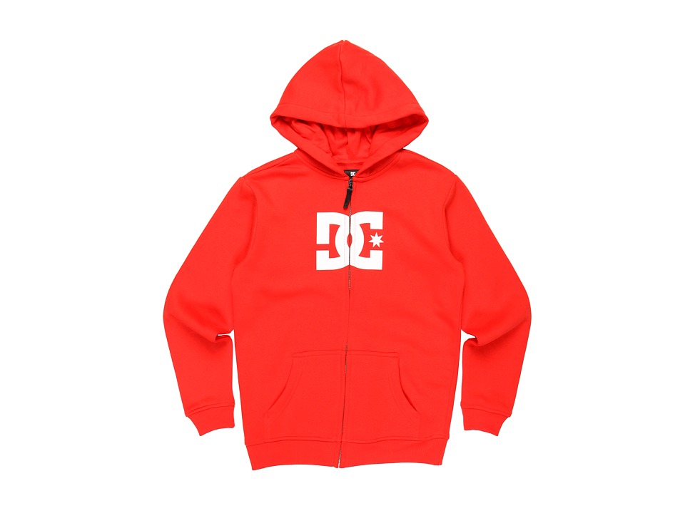DC Kids Star Zip Up Hoodie Boys Sweatshirt (Red)