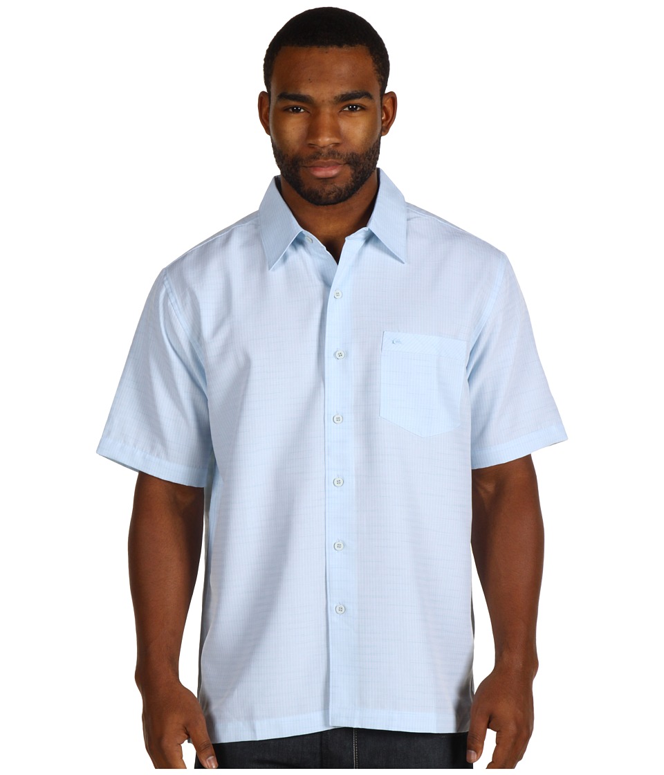 Quiksilver Waterman Collection Centinela Woven Shirt Mens Short Sleeve Button Up (Blue)