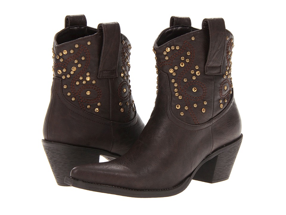 Roper Vintage Studded Ankle Boot Cowboy Boots (Brown)