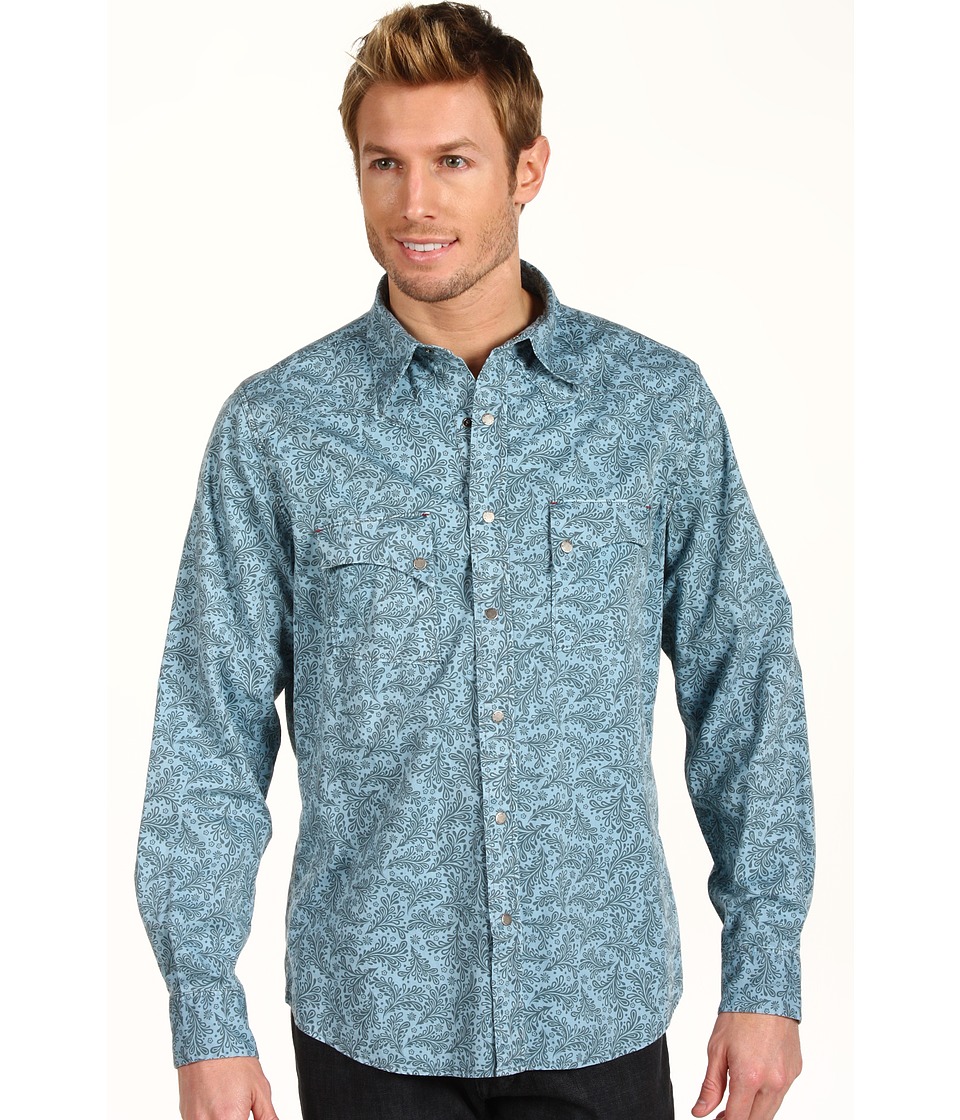 Ryan Michael Santa Cruz Western Print Shirt Mens Short Sleeve Button Up (Metallic)