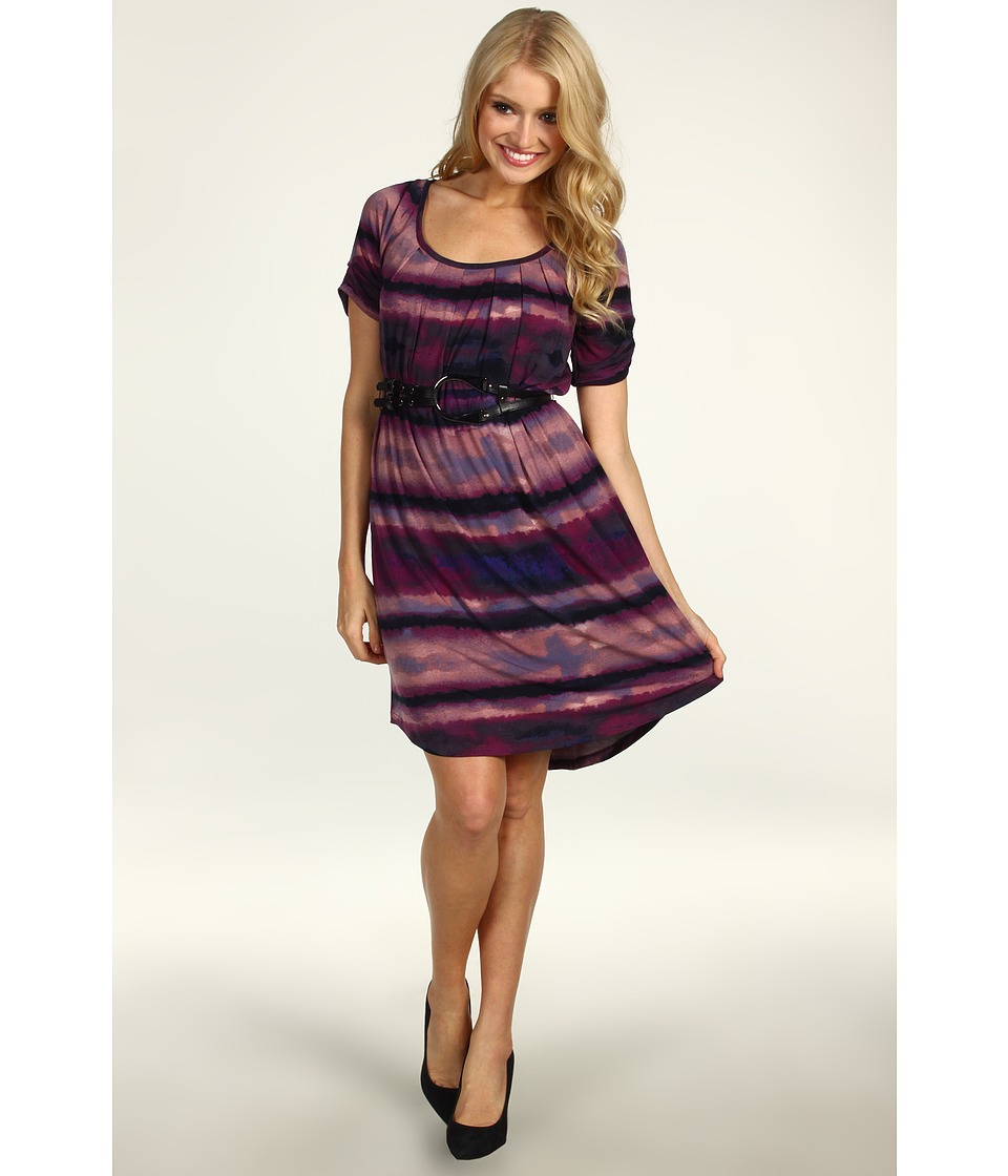 Jessica Simpson Short Sleeve Dress w/ Belt Womens Dress (Purple)