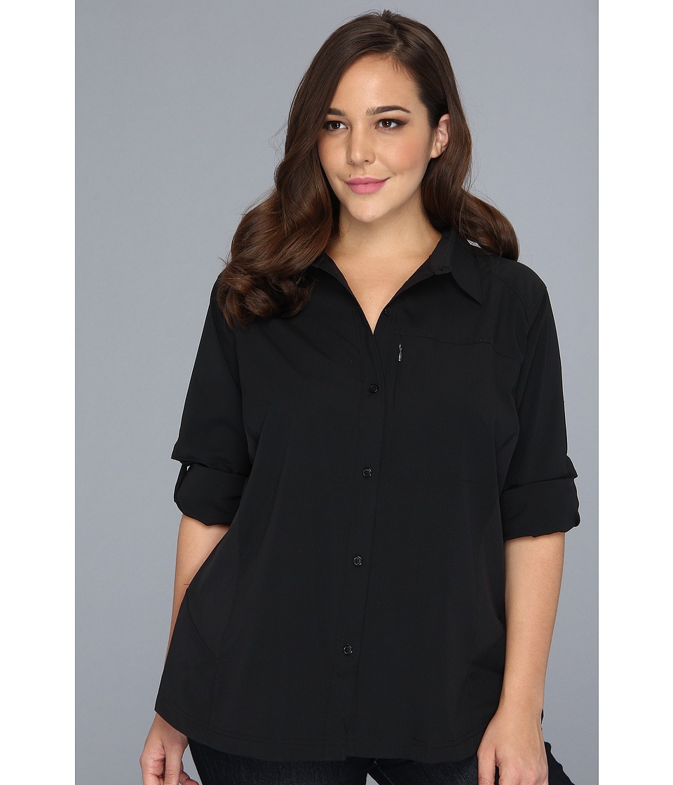 Columbia Plus Size Silver Ridge L/S Shirt Womens Long Sleeve Button Up (Black)