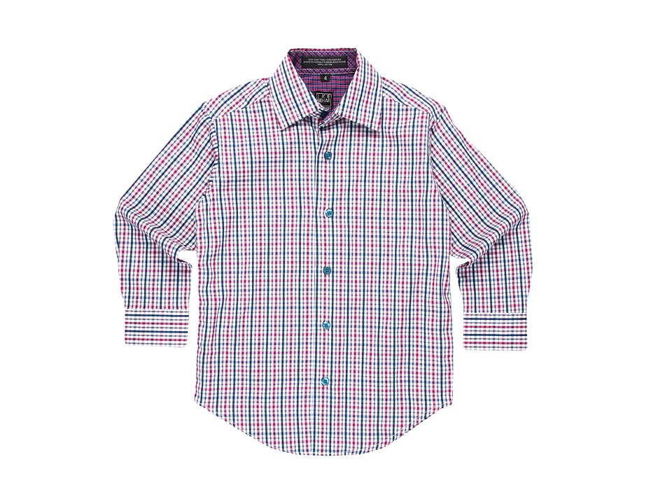 Ike Behar Kids L/S Woven Sport Shirt w/ Contrast Detail Boys Long Sleeve Button Up (Red)