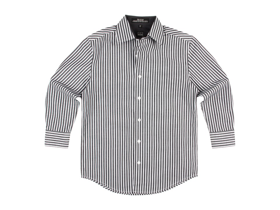 Ike Behar Kids Reinaldo L/S Stripe Woven Shirt Boys Long Sleeve Button Up (Black)