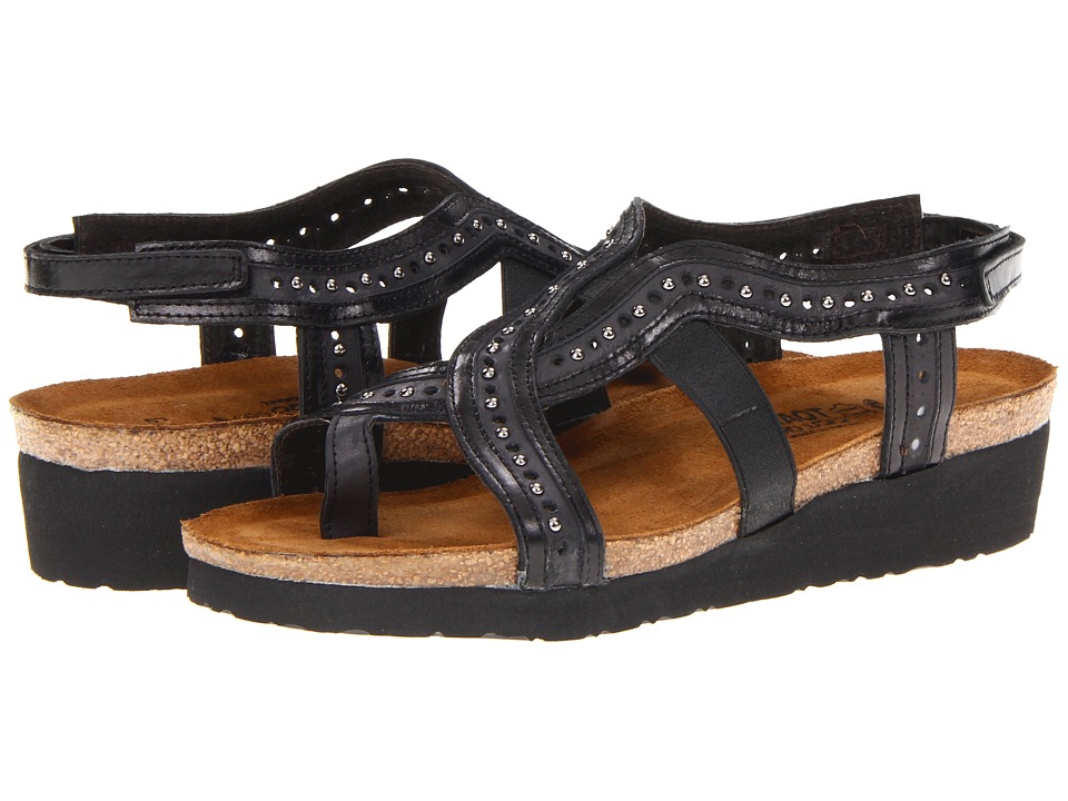 Naot Hillary (Brushed Black Leather/Black Madras Leather) Women