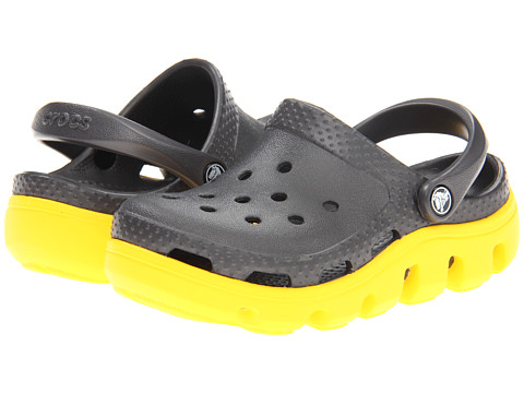 black and yellow crocs