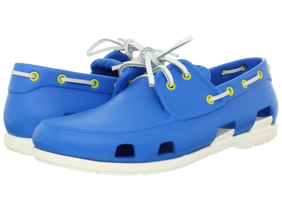 Crocs Beach Line Boat Shoe Mens Lace Up Moc Toe Shoes (Blue)