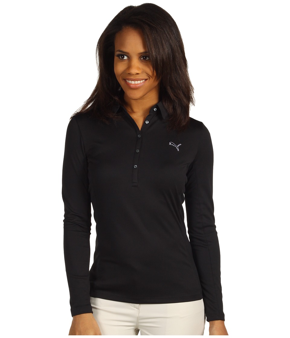 PUMA Golf Long Sleeve Polo Shirt 13 Womens Long Sleeve Pullover (Black)