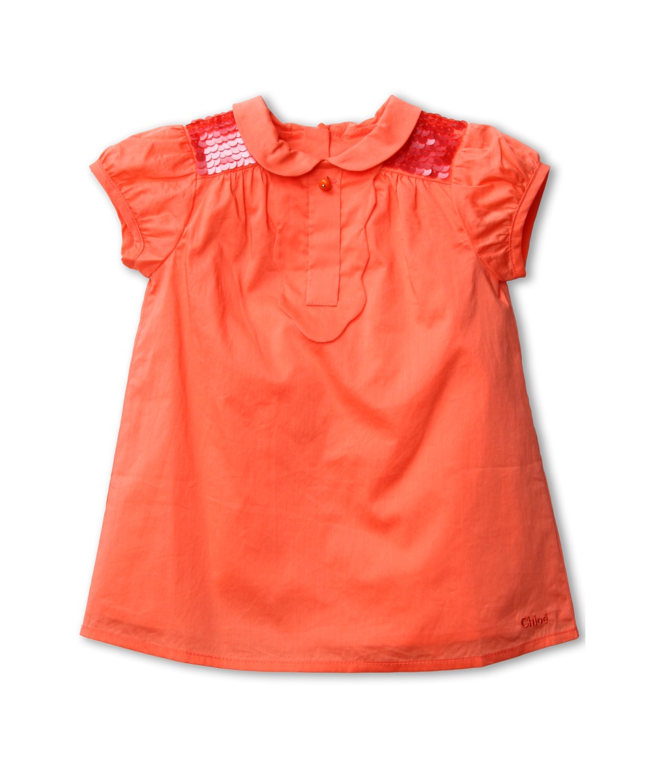 Chloe Kids Percale Lining Dress w/ Sequins on Shoulders Girls Dress (Orange)