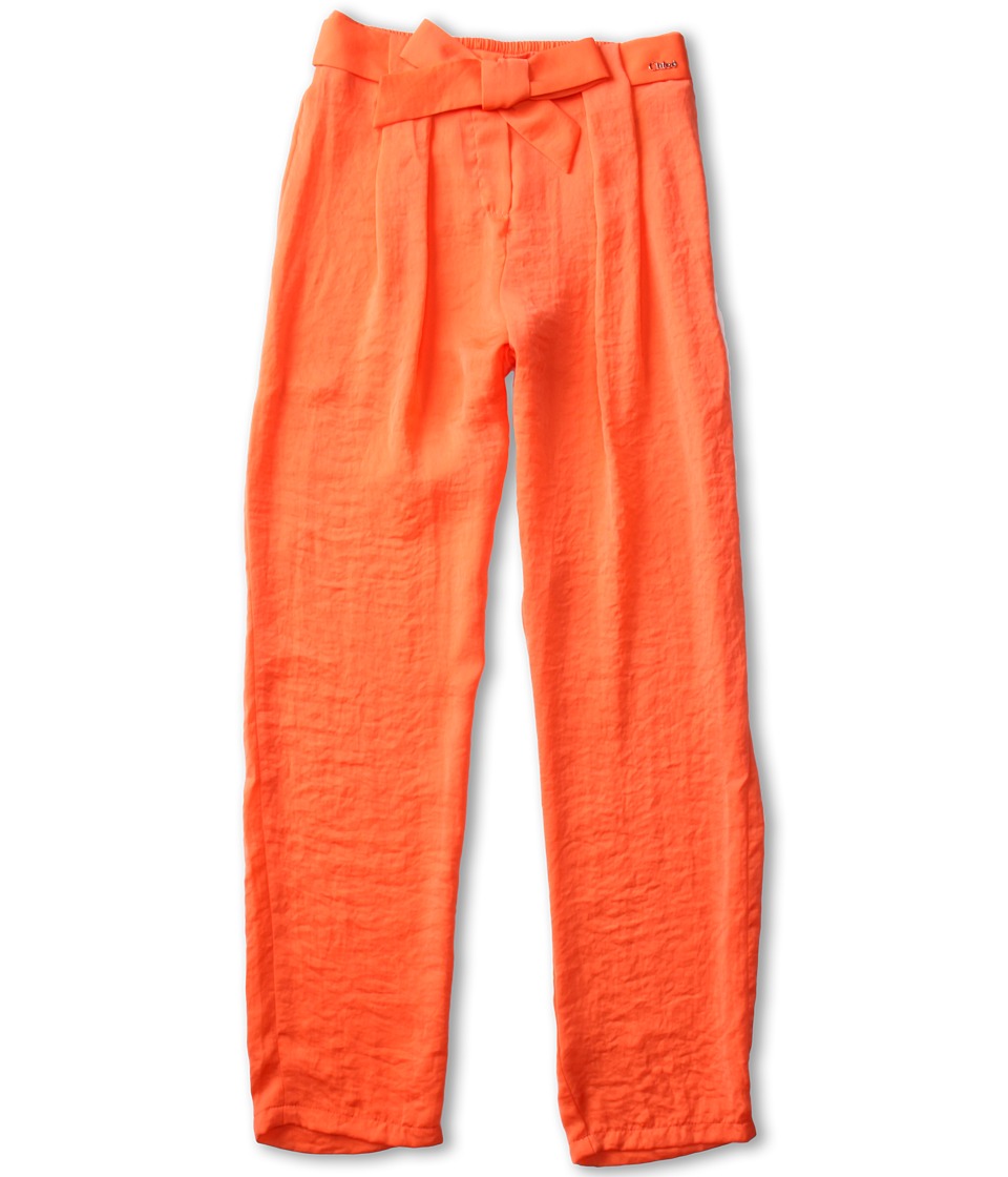 Chloe Kids Satin Pants w/ Belt Girls Casual Pants (Orange)