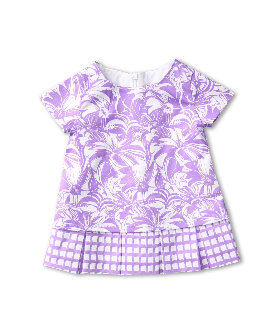 Versace Kids Drop Waist Mixed Print Dress Girls Clothing (Purple)
