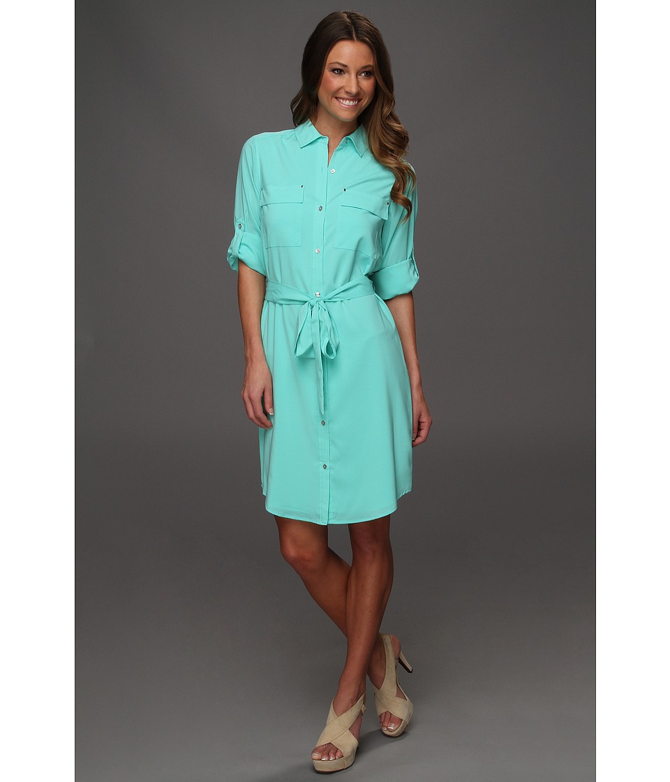 Calvin Klein Splash Shirt Dress Womens Dress (Blue)