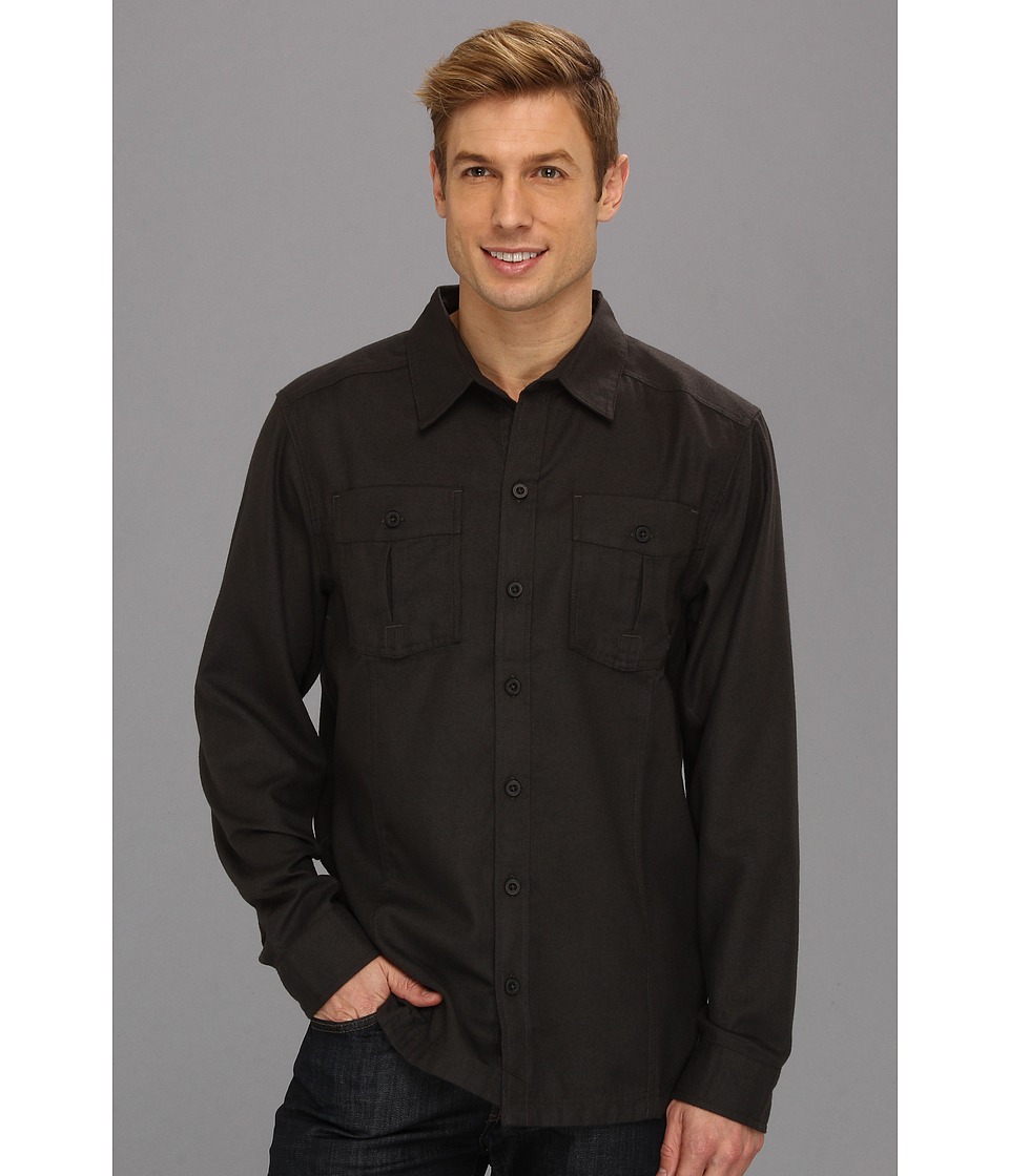 Mountain Hardwear Solid Flannel Twill Shirt Mens Long Sleeve Button Up (Gray)