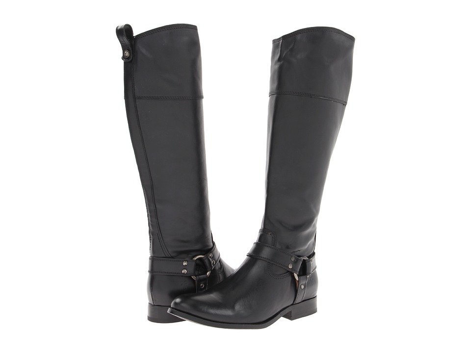 Frye Melissa Harness Inside Zip (Black Soft Vintage Leather) Cowboy Boots