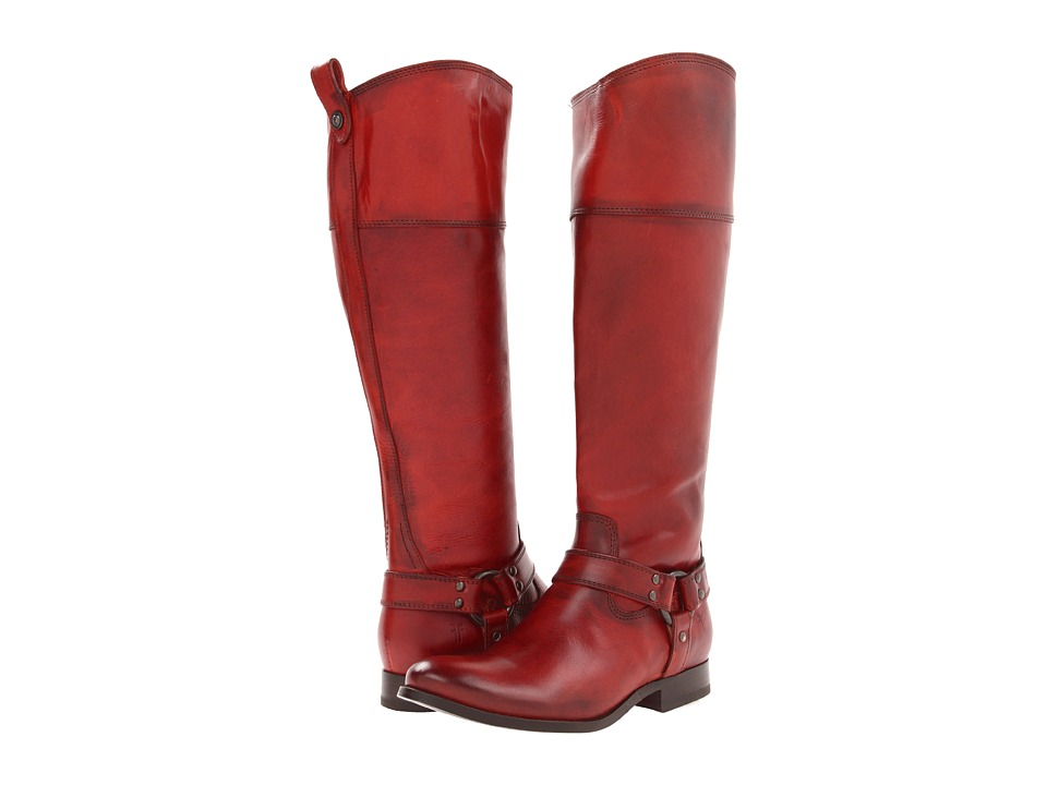 Frye Melissa Harness Inside Zip (Burnt Red Soft Vintage Leather) Cowboy Boots