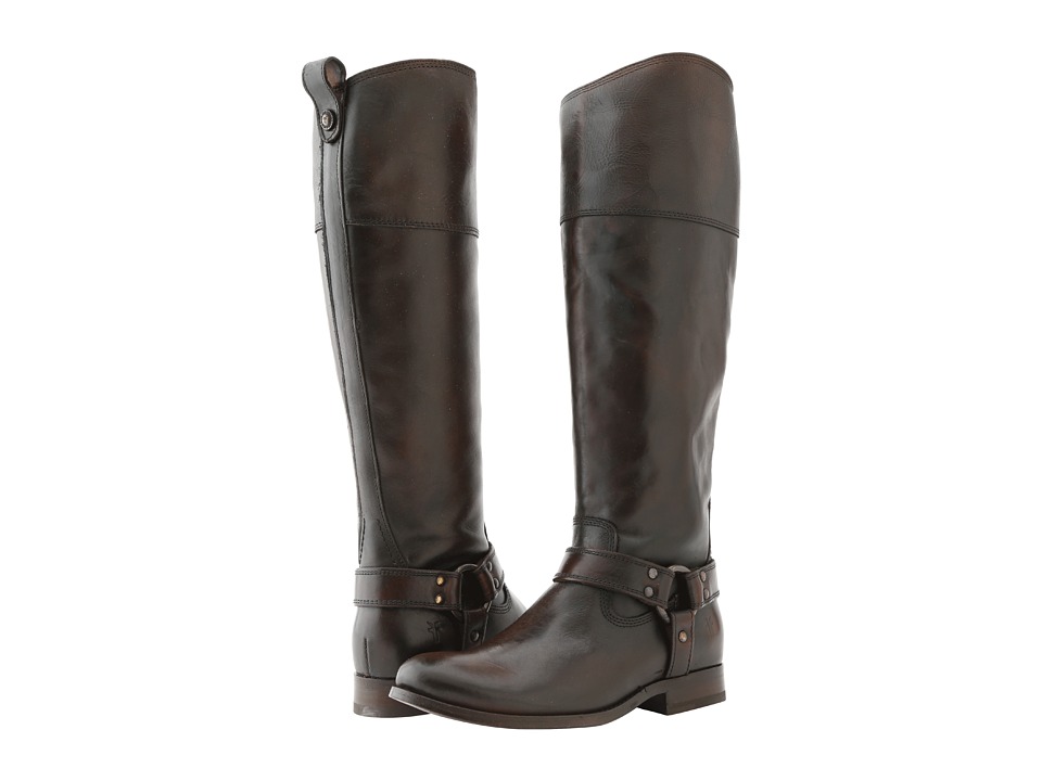 Frye Melissa Harness Inside Zip (Dark Brown Vintage Brush Off) Cowboy Boots