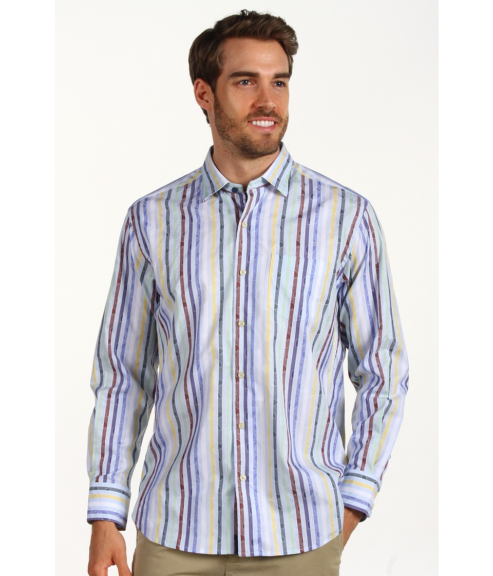 Tommy Bahama St. Barts Stripe L/S Shirt Mens Long Sleeve Button Up (Blue)