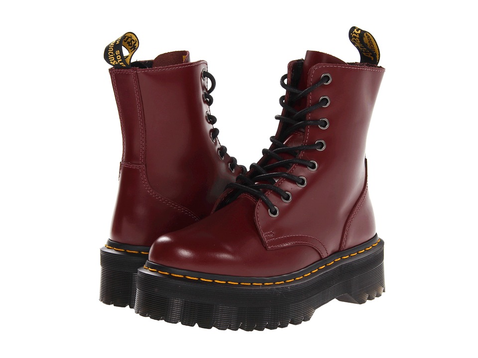 Dr. Martens Jadon 8-Eye Boot (Cherry Red Polished Smooth) Lace-up Boots