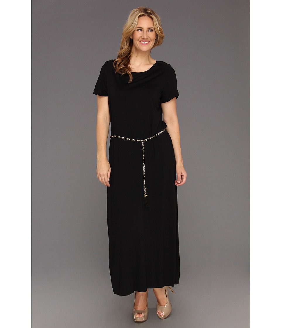 Calvin Klein Plus Size Solid T Shirt Maxi Dress Womens Dress (Black)
